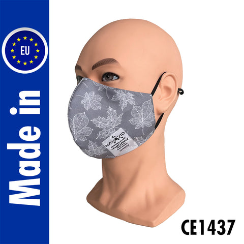 Wiederverwendbare FFP2-Nano-Maske Herbstblätter grau - Civil Use | ab 1 Stk. erhältlich