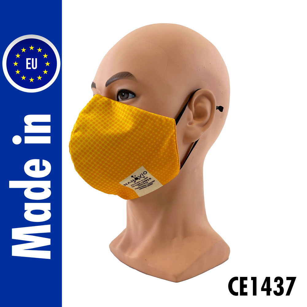 Wiederverwendbare FFP2-Nano-Maske Punkte gelb - Civil Use | ab 1 Stk. erhältlich